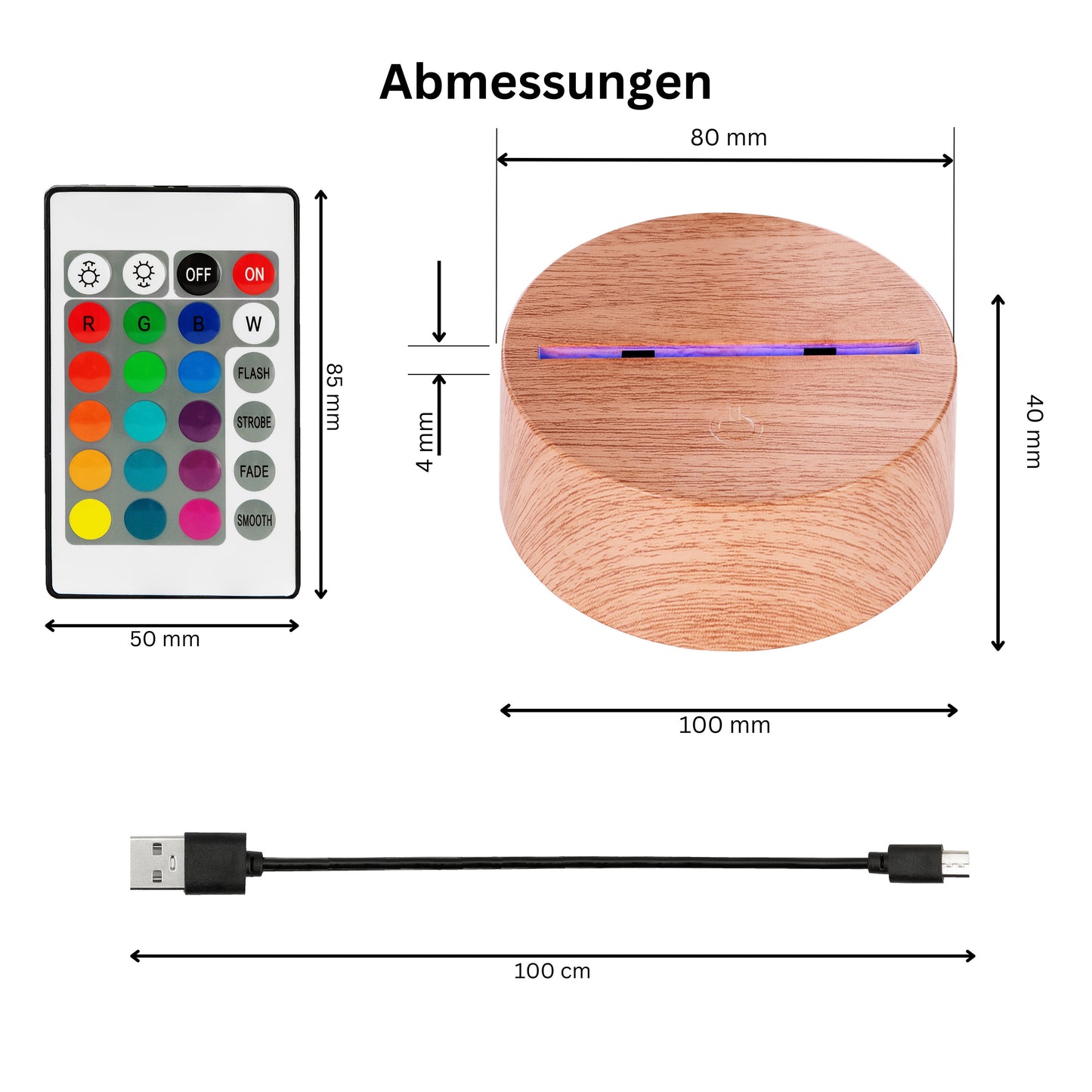 Premium Sockel für Acrylglas Nachtlichter in Holzoptik 1 Stück