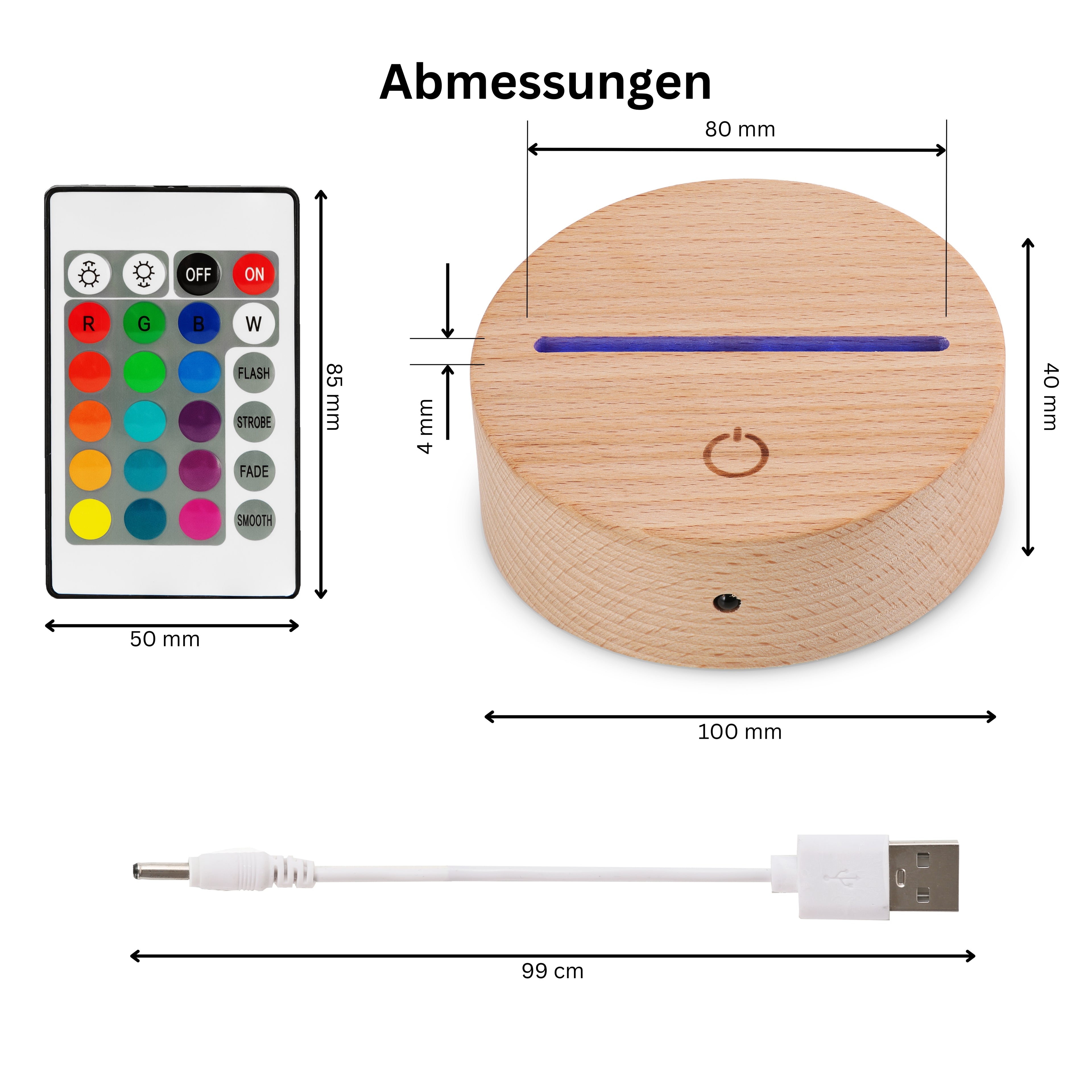 Premium Sockel für Acrylglas Nachtlichter Echtholz Buche 10 Stück