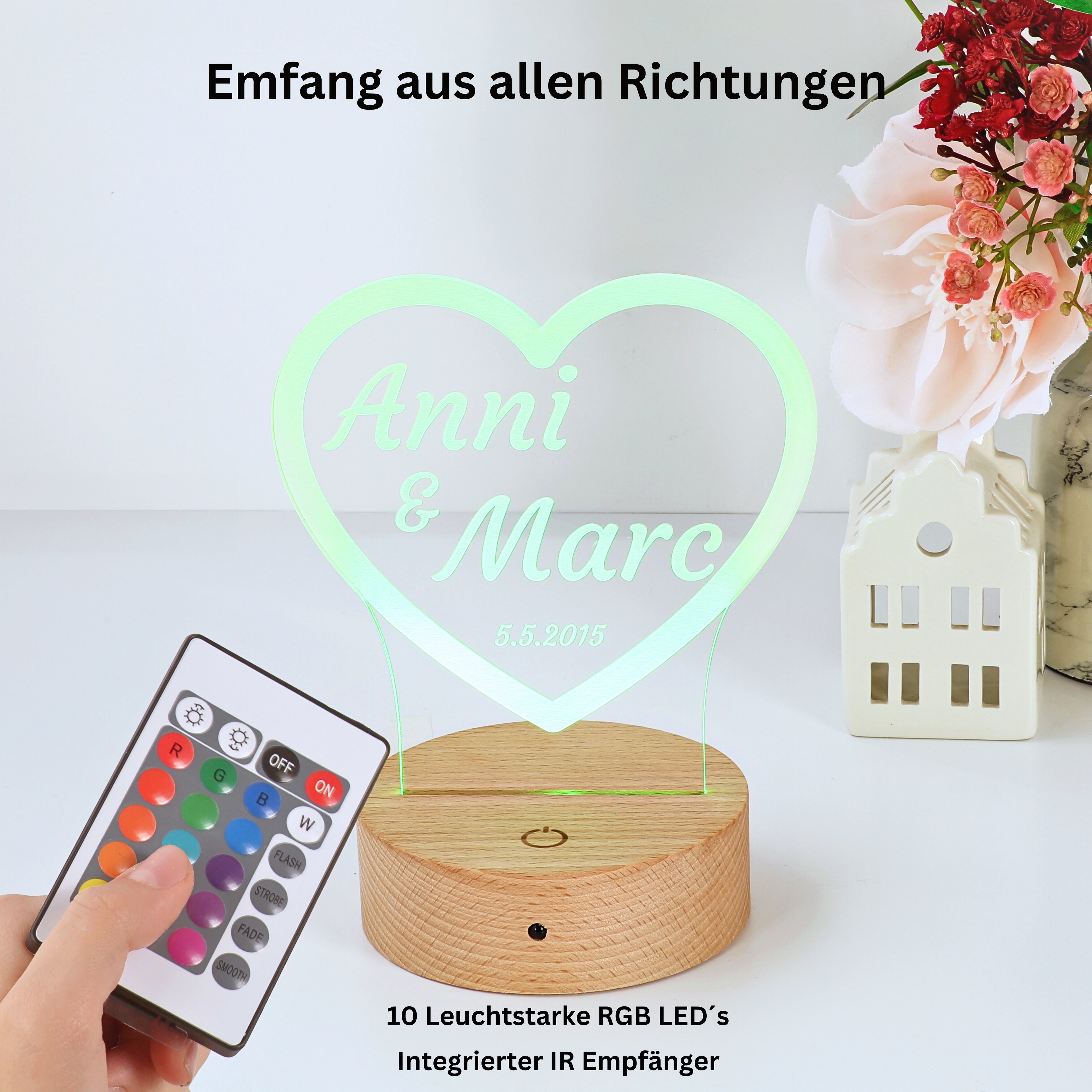 Premium Sockel für Acrylglas Nachtlichter Echtholz Buche 10 Stück