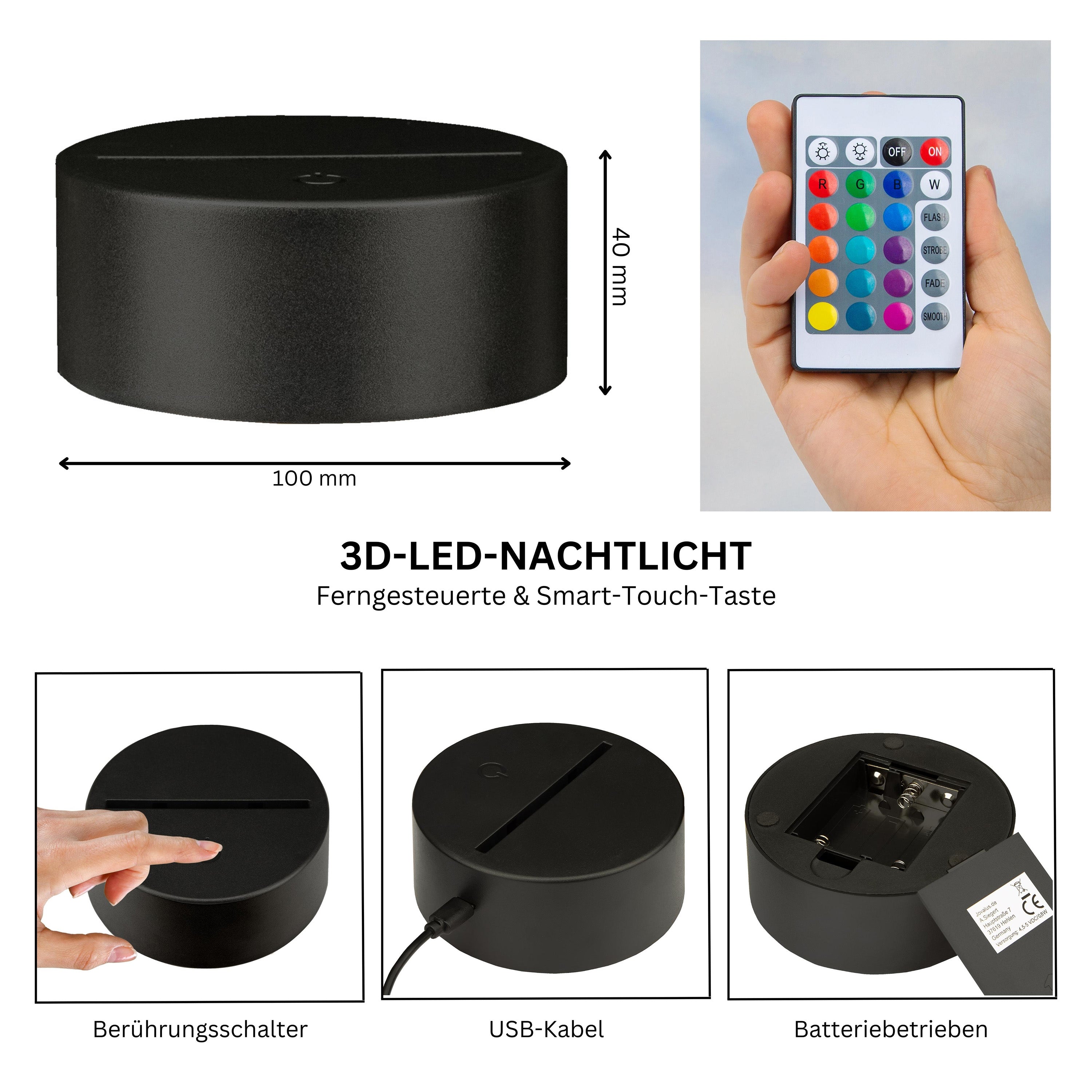 Premium Sockel für Acrylglas Nachtlichter 1 Stück